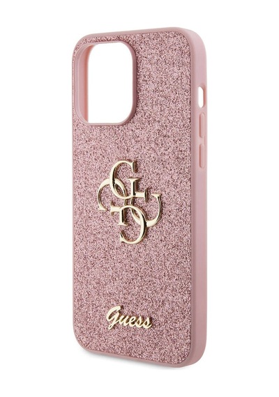 Apple Uyumlu iPhone 14 Pro Max Kılıf Guess Lisanslı 4g Büyük Metal Logolu Glitter Kapak Siyah