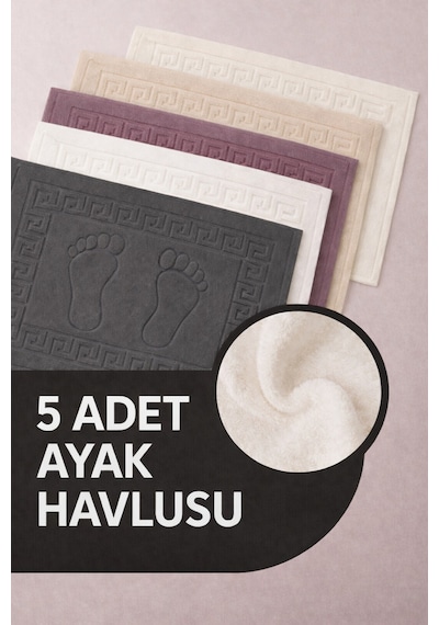5 Adet %100 Pamuk En Iyi Emici Ayak Havlusu : Konforlu Banyo Paspası 50x70cm Terra Çok Renkli