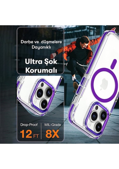 Zengemtx Joko Apple Uyumlu iPhone 15 Pro Bella Magsafe Kapak - Gri