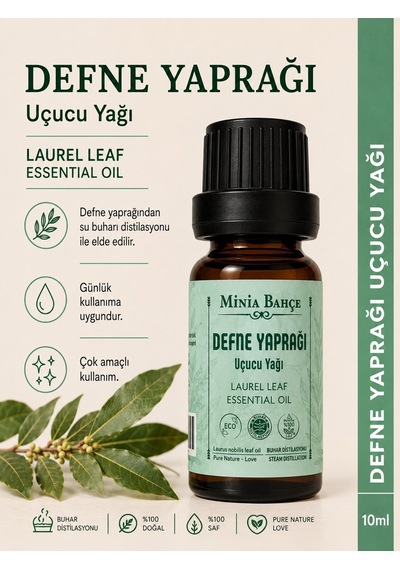 Minia Bahçe Bitki Ve Sanat Atölyesi Saf ve Katkısız Bitkisel Uçucu Defne Yaprağı Yağı 10 ML