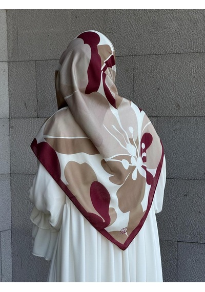 Qalortex Scarf Pamuklu Vera Desen Eşarp-bordo