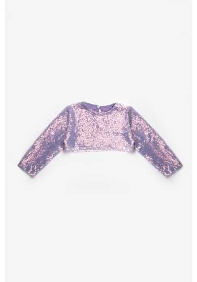 Le Mabelle Lila Uzun Kollu Pullu Kız Çocuk Crop Bluz Lila