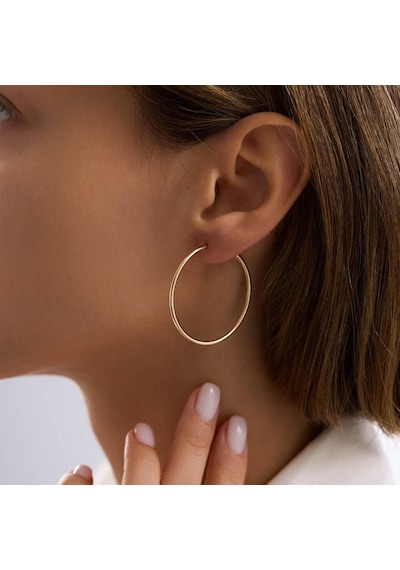 14k Altın Halka Küpe 1,2 Mm 3.8 Cm Gizli Kilit T14299 Renkli