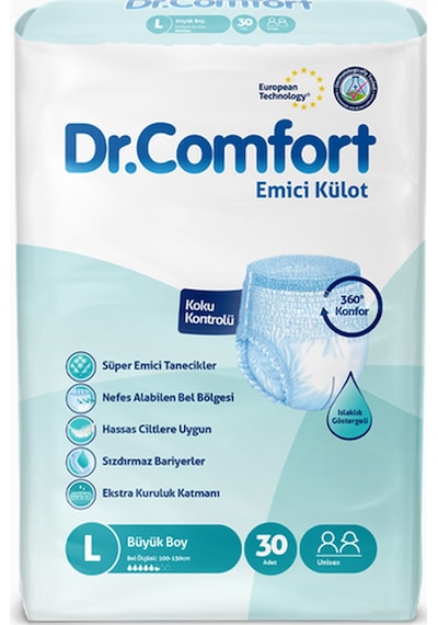 Dr.Comfort Yetişkin Emici Külot Büyük Boy L 30'Lu
