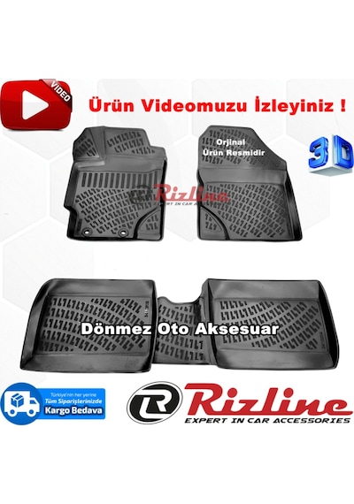 Toyota Uyumlu Yaris 3D Paspas Havuzlu Siyah Hb 2013-2019 Arası Rizline