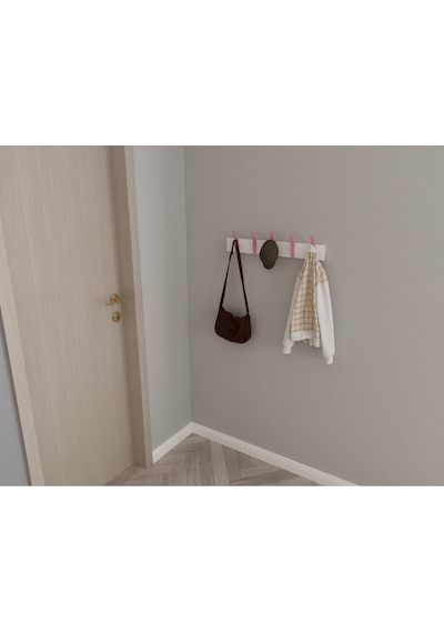 Hepsi3boyutlu Modern Duvar & Kapı Kanca Askılık - 5 Adet Pembe Kanca Askılık - Model No : 3 Pembe
