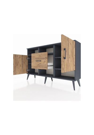 Arges Konsol 5 Raflı Tek Çekmeceli 2 Kapaklı 132x30x83 Antrasit-çam/çam Çam/çam Arges Konsol 5 Raflı Tek Çekmeceli 2 Kapaklı 132x30x83 Antrasit-çam/çam Çam/çam