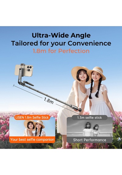 Lisen 180cm Cep Telefonları İçin Kumandalı Seyahat Amaçlı Katlanabilir Çok Fonksiyonlu Tripod Ve Selfie Çubuğu Stick