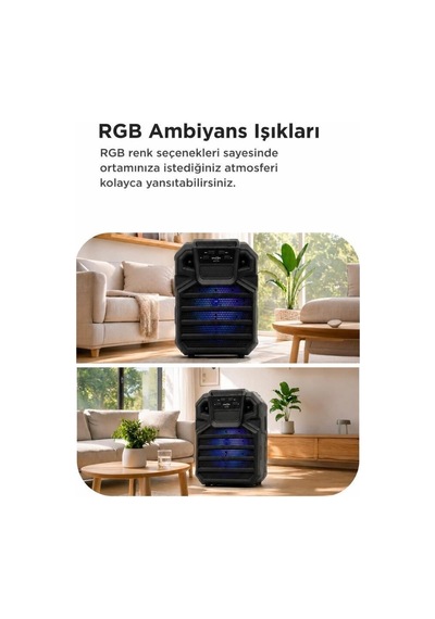 Müzik Ritim Eğlence Bluetooth Hoparlör Rgb Işıklı Parti Speaker Gts-1397 Siyah