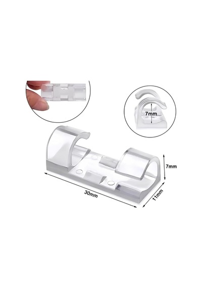 Şeffaf Yapışkanlı Kablo Düzenleyici Klips, 20 Adet, 30 11 7 Mm Genel