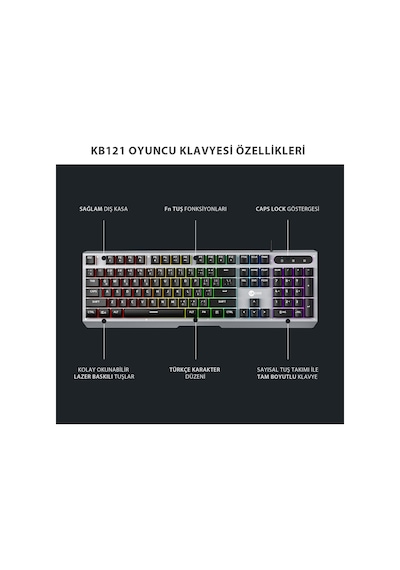 Lecoo KB121 USB Kablolu Makro Tuşlu Rainbow Membran Gaming Türkçe Q Klavye