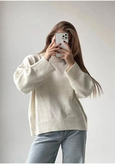 Flex Fashıon Kadın Krem Oversize Triko Kazak - Yumuşak Dokulu Bisiklet Yaka Krm - 730329404 Krm - 730329404 Krm Flex Fashıon Kadın Krem Oversize Triko Kazak - Yumuşak Dokulu Bisiklet Yaka Krm - 730329404 Krm - 730329404 Krm