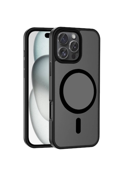 Zore Apple iPhone Uyumlu 16 Pro Max Kılıf M-safe Şarj Özellikli Mat Arka Yüzey Sio Kapak Siyah