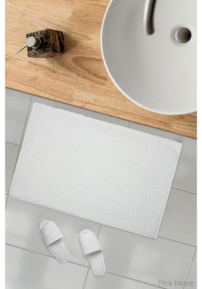 2'li Ayak İzli Banyo Ayak Havlusu%100 Pamuklu Renkli 50x70 Cm