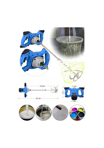 Böhrer Hb0048t Profesyonel Elektrikli 3200w 6 Kademe Devir Ayarlı Harç Boya Alçı Karıştırma Makinesi