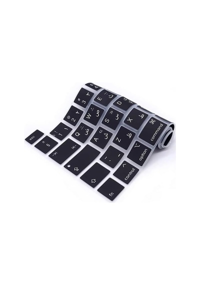 Apple Uyumlu MacBook Klavye Koruyucu Arapça A2338 M1 M2 13 İnç A2251 A2289 A2141 16 İnç Us Ansı Düz Enter Silikon Keyboard Cover Touch Bar Siyah