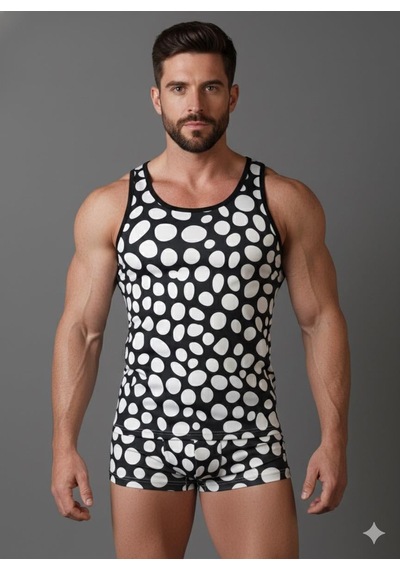 Erkek Desenli Tank Top Boxer Takımı Çok Renkli