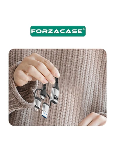 Forzacase 3in1 Apple Uyumlu iPhone Lightning, Type-c, Usb Girişli 3.5 Mm Aux Çevirici Kulaklık Jak Adaptör Fc1164 1 Adet