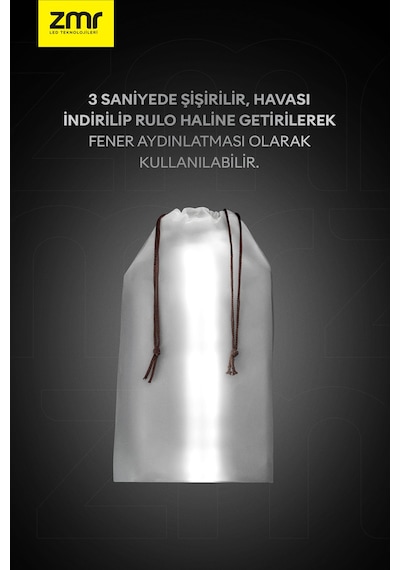 Light Tube Led Güneş Enerjili Şişirilebilir Tüp Işık 4000mah Outdoor 24 Saat Kamp & Acil Durum Işığı Siyah