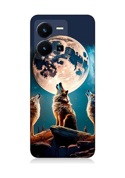 Vivo Y22s Uyumlu Silikon Kılıf 3 Kurt Ve Dolunay