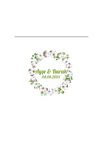 Yuvarlak Kuş Ve Çiçekli Kış Etiketi Kına Nişan Düğün 3x3 Cm Özel Etiket / 50 Adet Sticker Beyaz