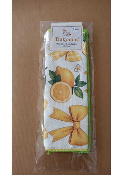 Microfiber Temizlik Bezi 40x50 Cm 2 Adet Hediye Kuşaklı Bir Adet Baskılı Bir Adet Naturel Yeşil