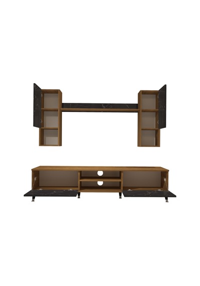 Decoraktiv Eko 5da Mdf Dvd Silver Tv Ünitesi Tv Sehpası Pera - Siyah Mermer