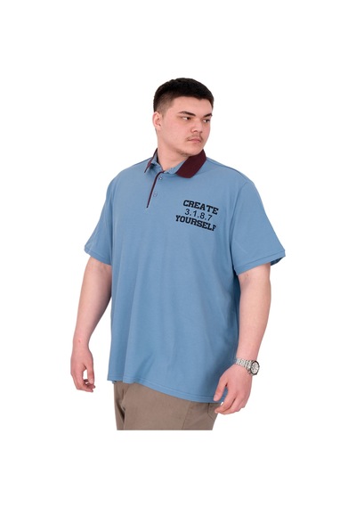 Mode Xl Büyük Beden Erkek T-shirt Polo Yaka Yourself U25310 Mavi Mavi