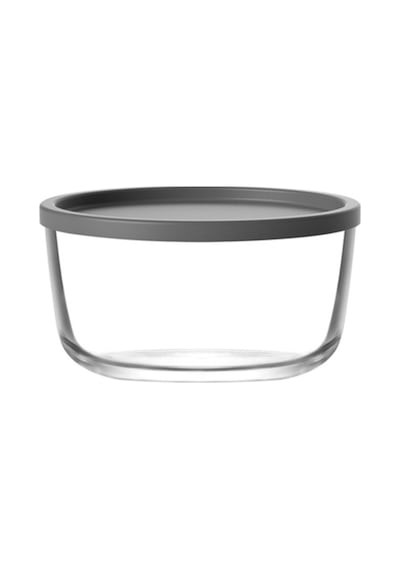 Lav Round Cam Saklama Kabı Tekli Küçük Boy 380 ml Yuvarlak Gri Plastik Kapaklı (Kahvaltılık )