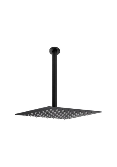 Fause Ankastre Duş Başlığı Borulu Kare Slim Metal 30 X 30 Cm Tavandan Siyah