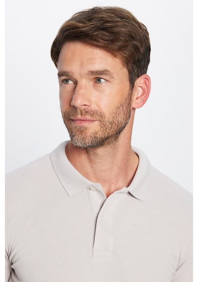 Tudors Erkek Slim Fit Dar Kesim Pamuklu Yumuşak Dokulu Serin Tutan Kumaş Düz Pike Polo Yaka Tişört-30766 Gri