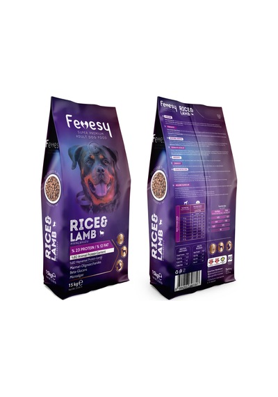 Fevesy Kuzu & Pirinçli Yetişkin Köpek Maması 15 KG