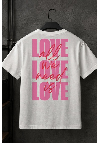 Spoyi Love Mood Tasarımlı %100 Pamuk Yarım Oversize Beyaz T-shirt