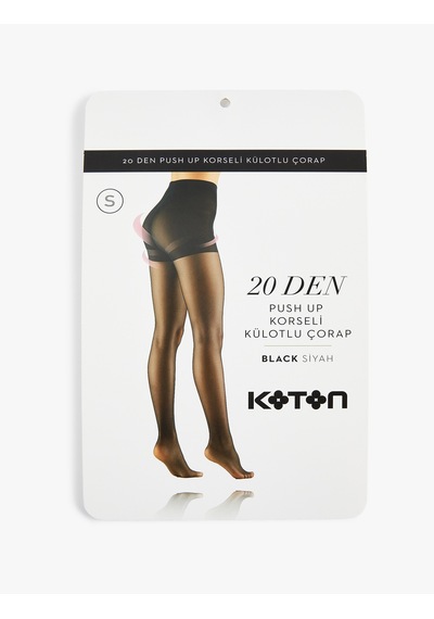 Koton 20 Den Push Up Korseli Külotlu Çorap Siyah 7wak80256aa