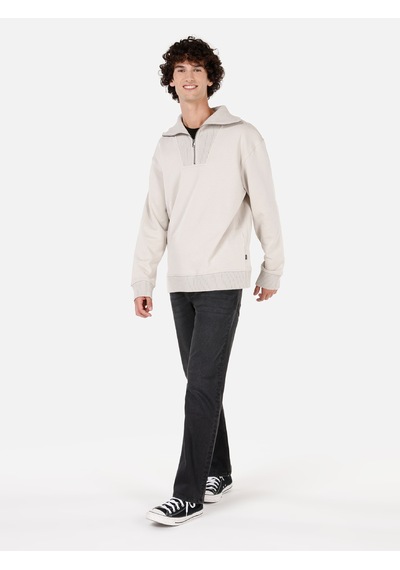 Colin's Colins Normal Kesim Fermuarlı Dik Yaka Taş Erkek Sweatshirt Cl1071231 Taş