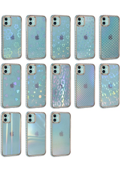 Apple Uyumlu iPhone 11 Desenli Parlayan Transparan Zore Avva Kapak