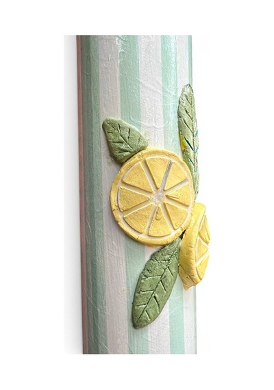 Büyük Boy Özel Tasarım Pastel Renkler Çizgili Limon Kabartmalı El Yapımı Cam Yağdanlık 750 Ml Turkuaz