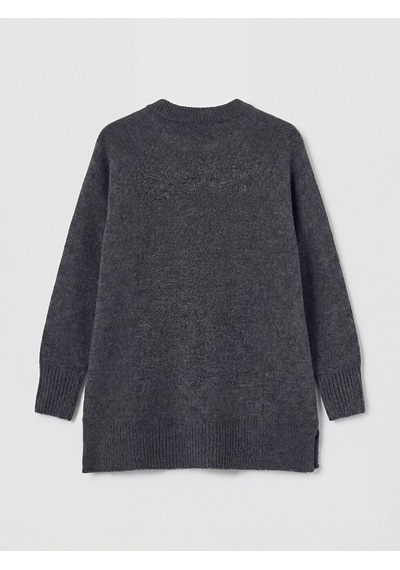 Lcw Modest Gri Bisiklet Yaka Oversize Kadın Triko Tunik