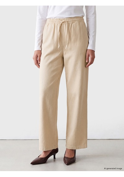 Lcw Modest Bej Beli Lastikli %100 Pamuklu Kadın Pantolon