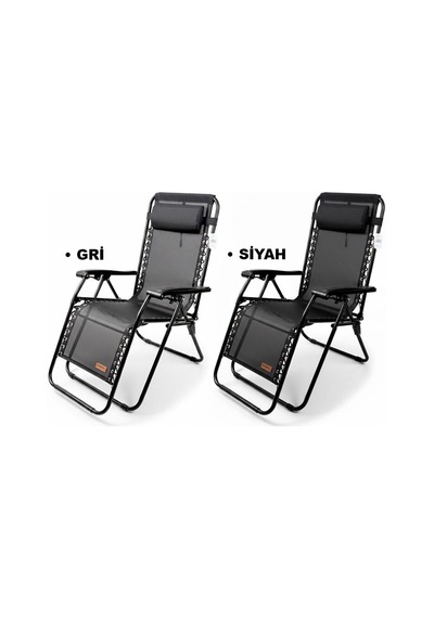 Madfox Easyrest Katlanır Şezlong Sandalye Gri Gri - Siyah