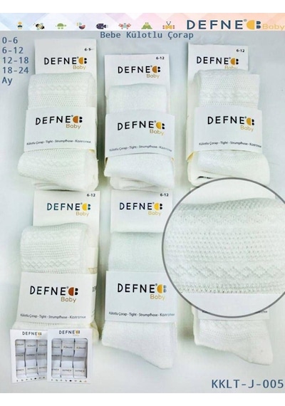 Defne Baby 3 Adet Pamuklu Kız Çocuk Ve Bebek Külotlu Çorap-558 Krem