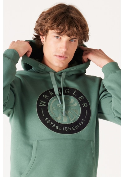 Wrangler Regular Fit Normal Kesim Kapüşonlu İçi Polarlı Yeşil Sweatshirt