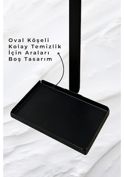 3'ü 1 Arada Banyo Seti Tuvalet Kağıtlık, Çöp Kovası Ve Tuvalet Fırça Takımı Set Çizgili Krom Siyah Diğer