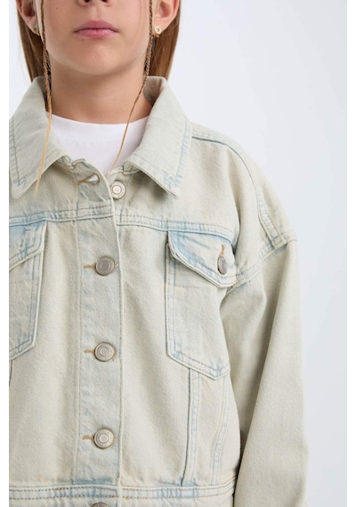 DeFacto Kız Çocuk Jean Ceket D7104A825SPNM39 Mavi