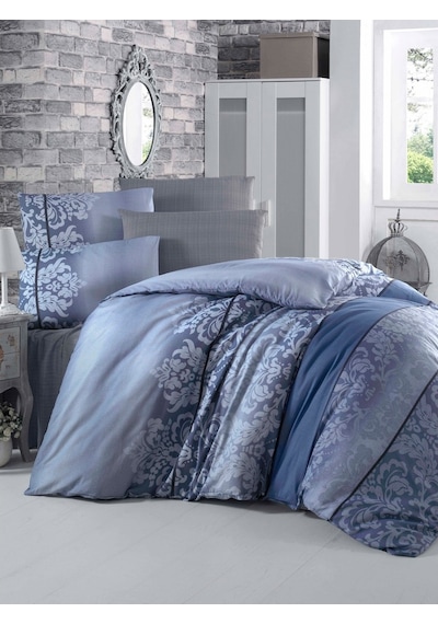 Komfort Home Çift Kişilik Polycotton Nevresim Takımı (Öykü Mavi) Çok Renkli