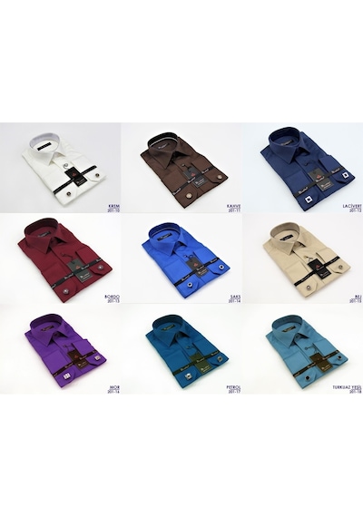 Lila Micro Kumaş Kol Düğmeli Slim Fit Düz Renk Gömlek // 201-3 Lila
