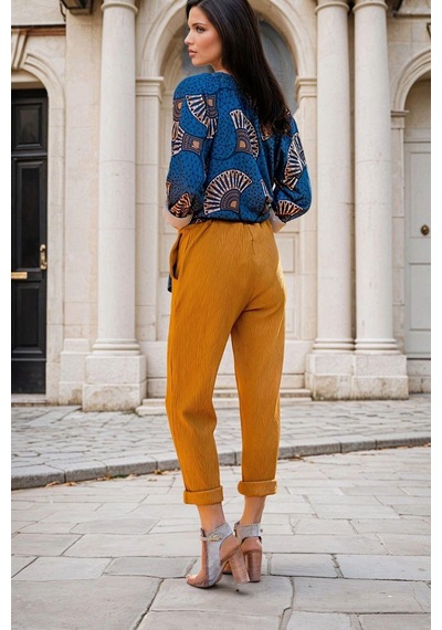 WeShaya Hardal Beli Lastikli, Cep Detay, Casual Pantolon Hardal