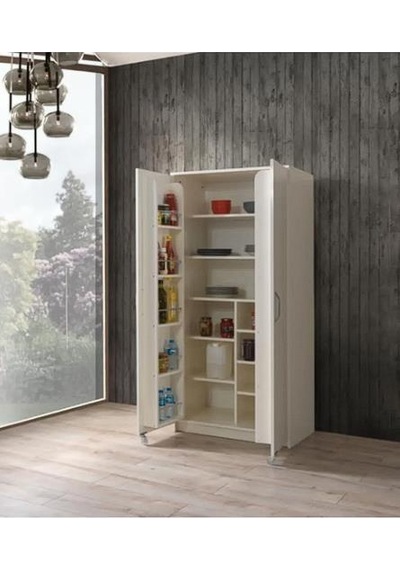 Çok Amaçlı 2 Kapaklı Mutfak Erzak Kiler Dolap 86x52x180 cm
