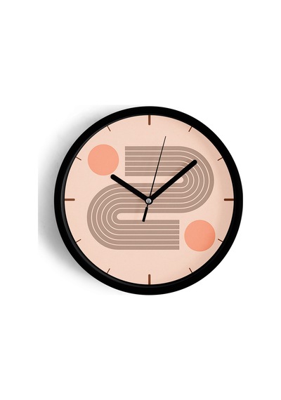 Soyut - Bohem - Geometrik Temalı Modern Duvar Saati - 25cm - Önü Camlı Siyah Kasa - Sessiz Mekanizma-jh0307 Siyah