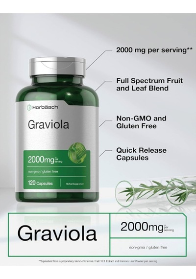 Horbäach Graviola Extract 2000 Mg 120 Capsules.usa.4037